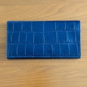 Coach Navy Croc-Embossed Wallet